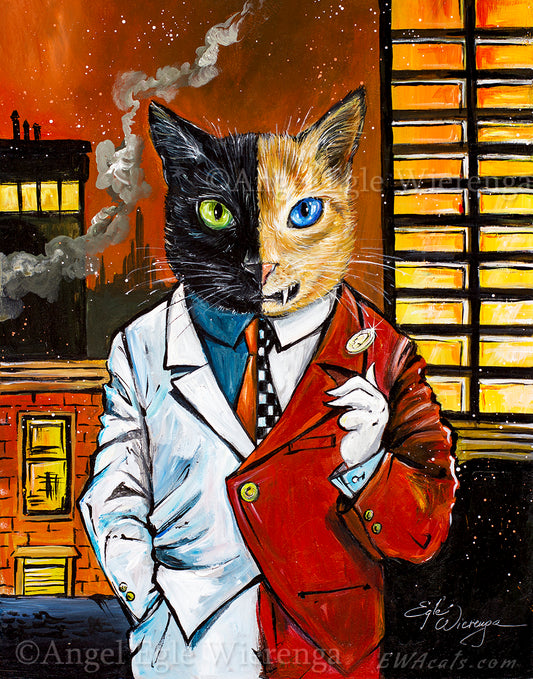 Art Print "Two-Face Cat"