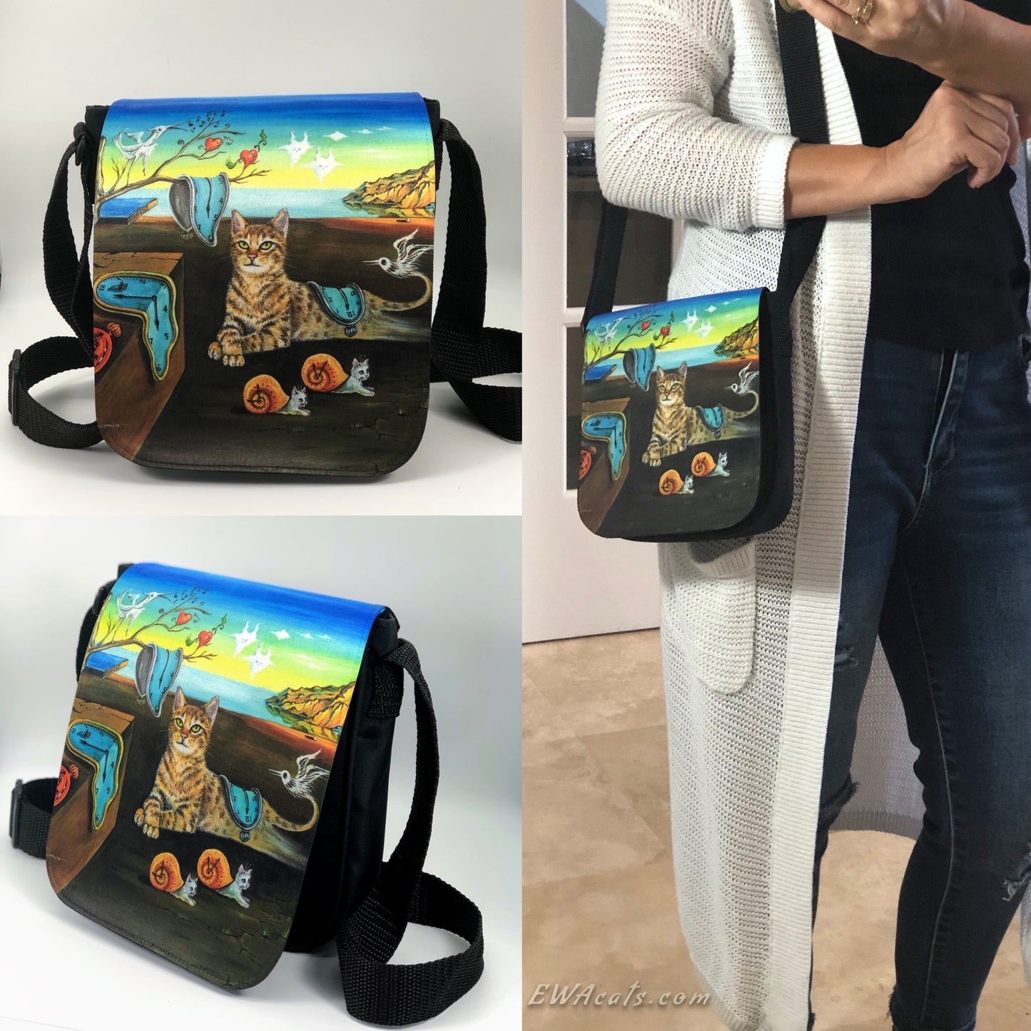 Shoulder Bag "The Purrfect Time" with a Removable Flap