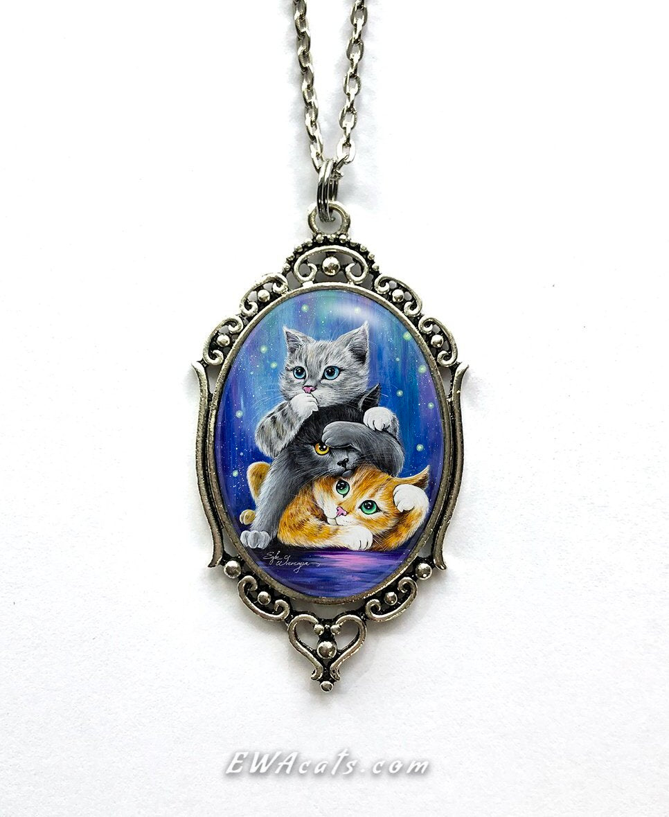 Necklace "Three Wise Kitties"