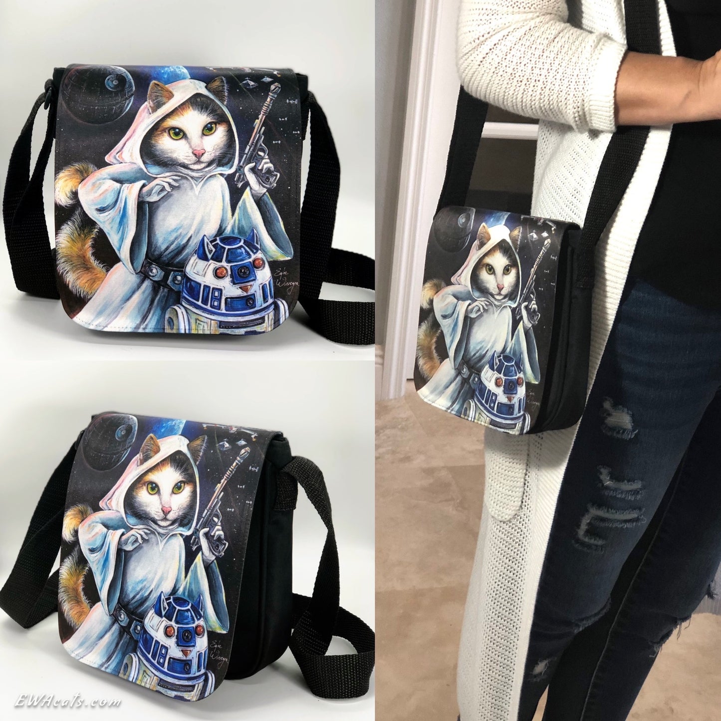 Shoulder Bag "Purrincess Leia" with a Removable Flap