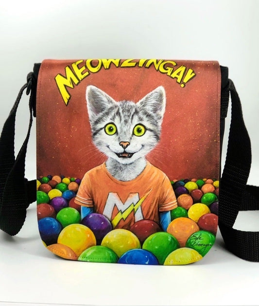 Shoulder Bag "Meowzinga" with a Removable Flap