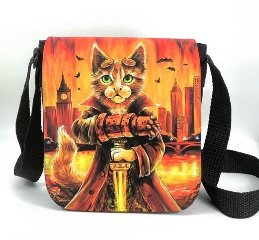 Shoulder Bag "Hellboy Kitty" with a Removable Flap