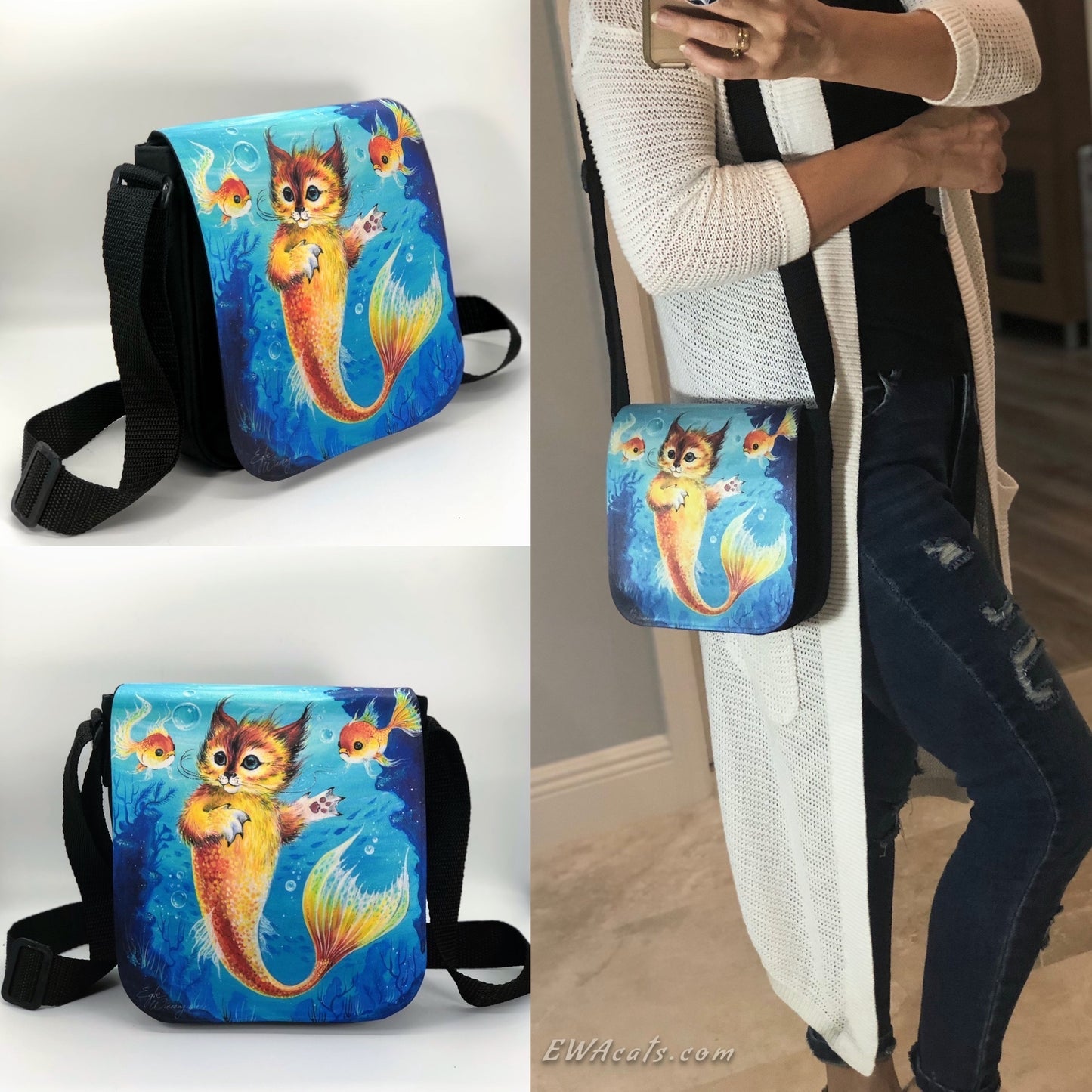 Shoulder Bag "Lionhead Merkitty" with a Removable Flap