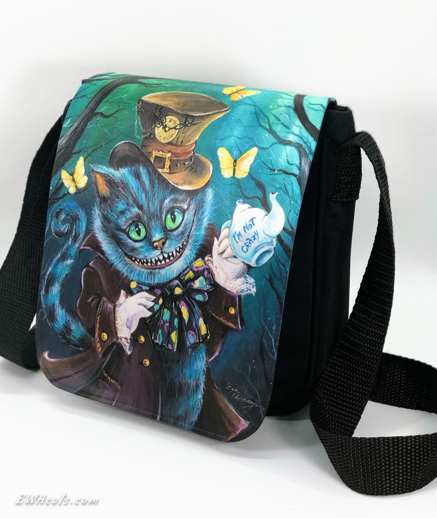Shoulder Bag "Steampunk Cheshi" with a Removable Flap