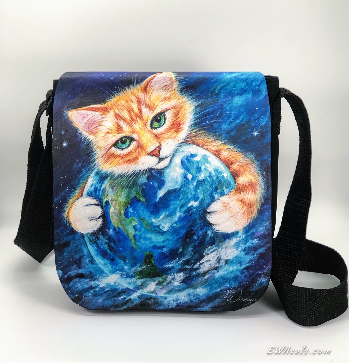 Shoulder Bag "It's a Cat's World" with a Removable Flap