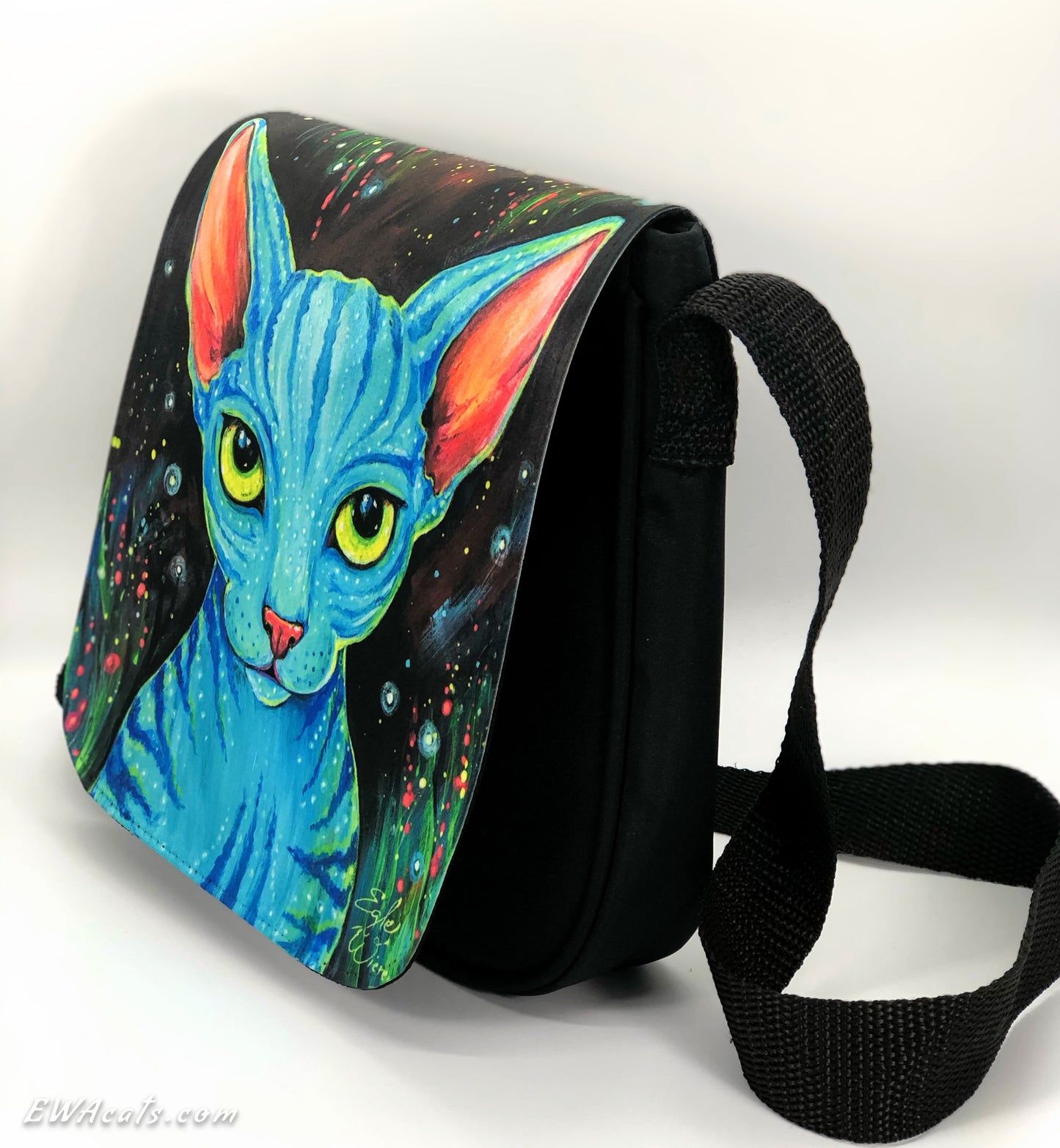 Shoulder Bag "Pandora's Cat" with a Removable Flap