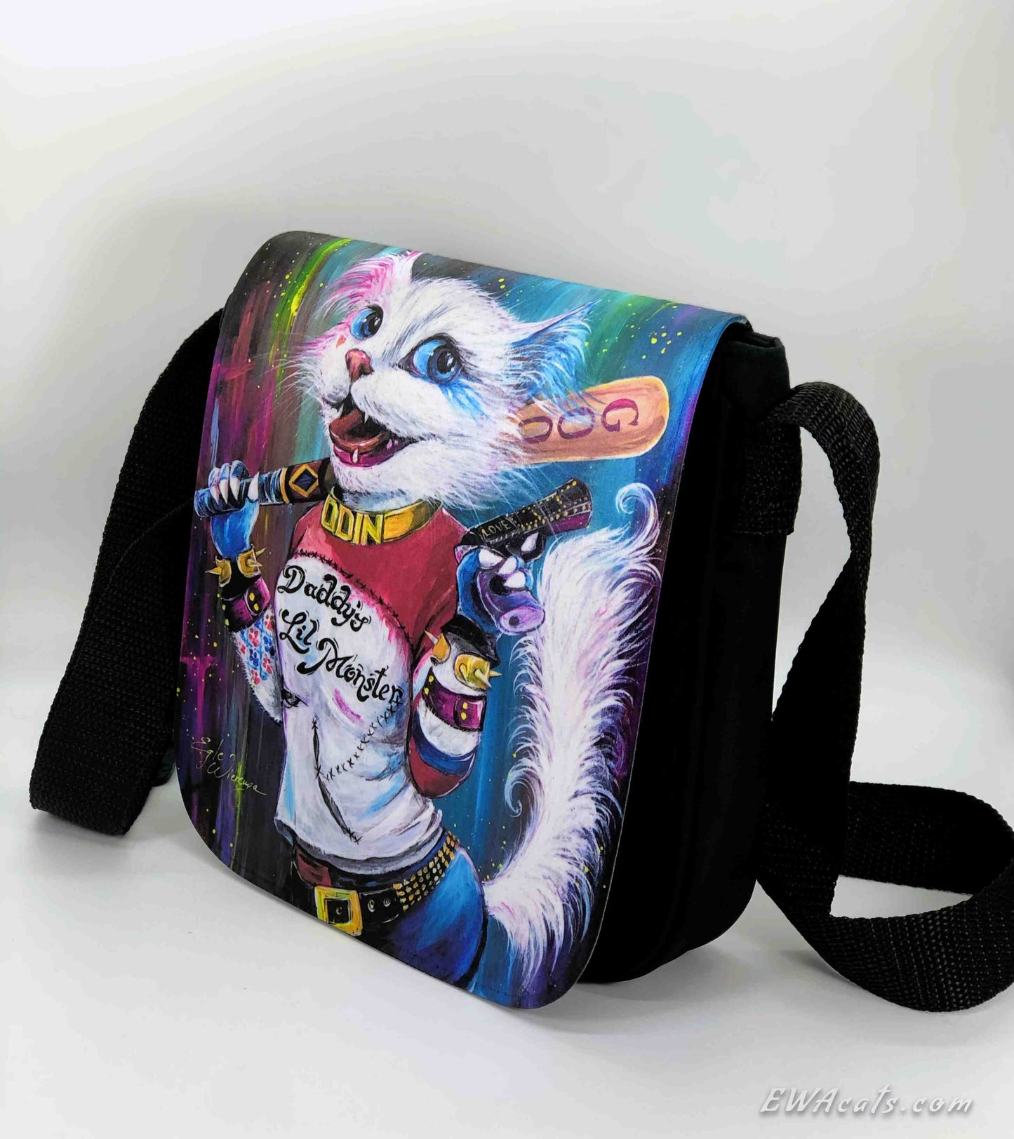Shoulder Bag "Daddy's Lil Monster" with a Removable Flap