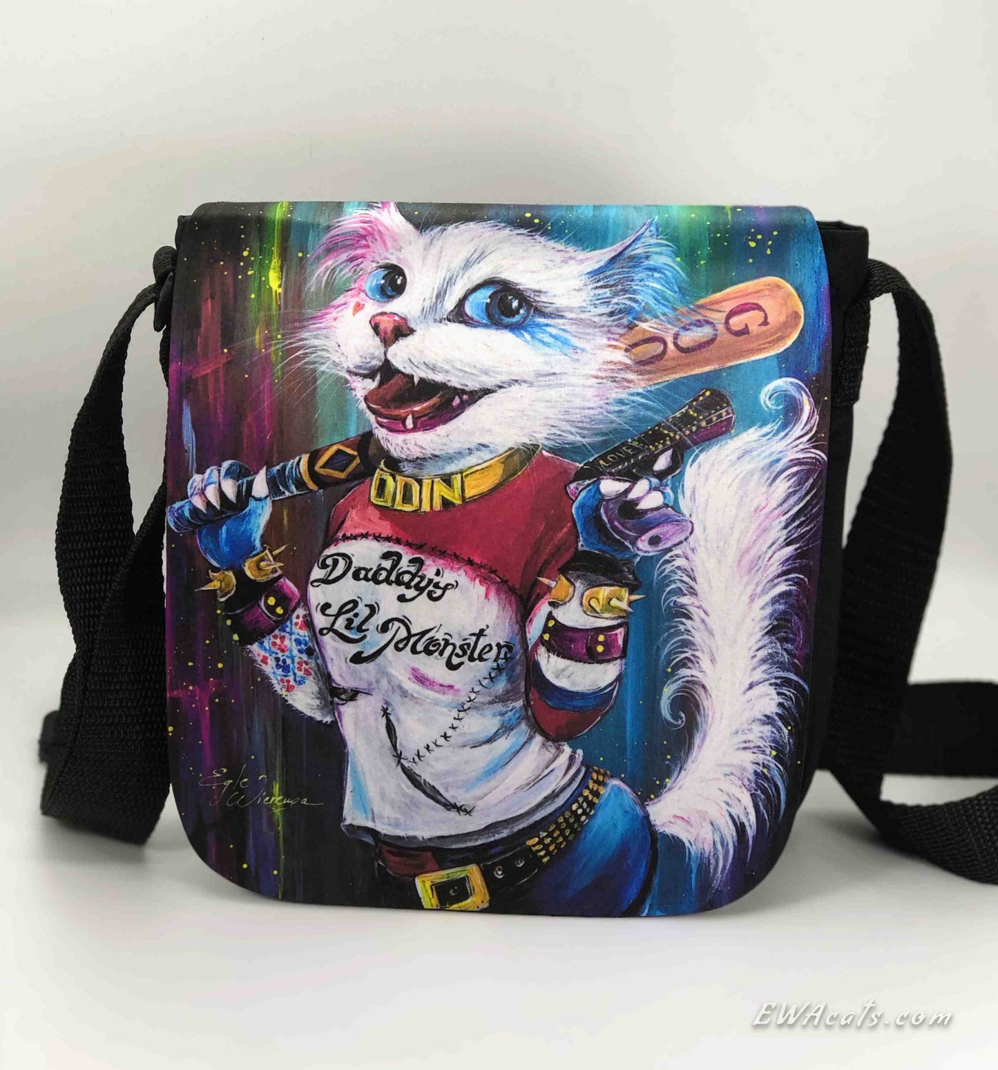 Shoulder Bag "Daddy's Lil Monster" with a Removable Flap