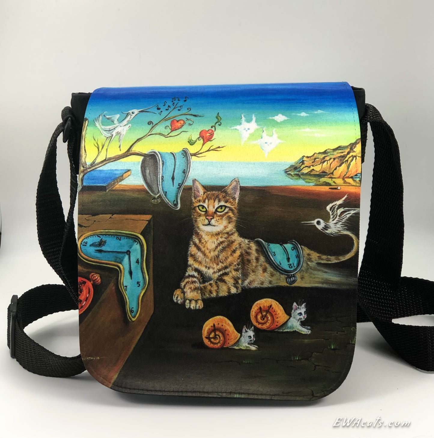 Shoulder Bag "The Purrfect Time" with a Removable Flap