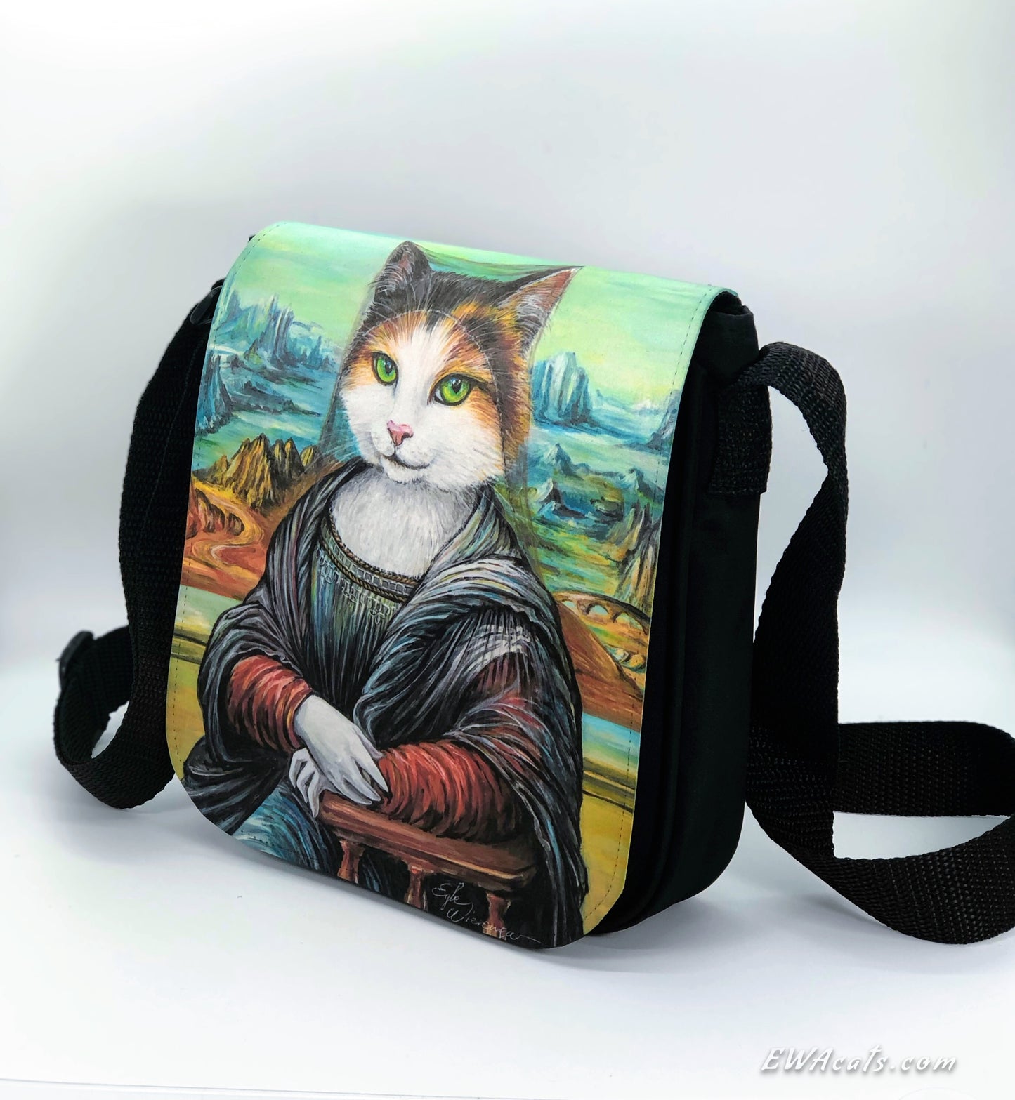 Shoulder Bag "Meowna Lisa" with a Removable Flap