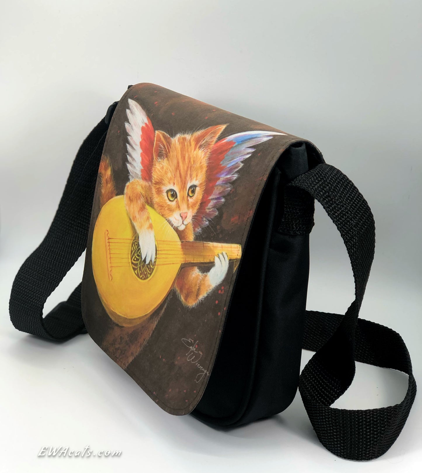 Shoulder Bag "Angiolino Meowsicante" with a Removable Flap