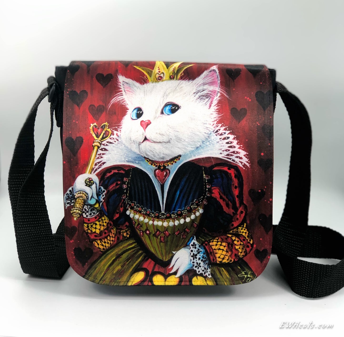 Shoulder Bag "Queen of Cats" with a Removable Flap