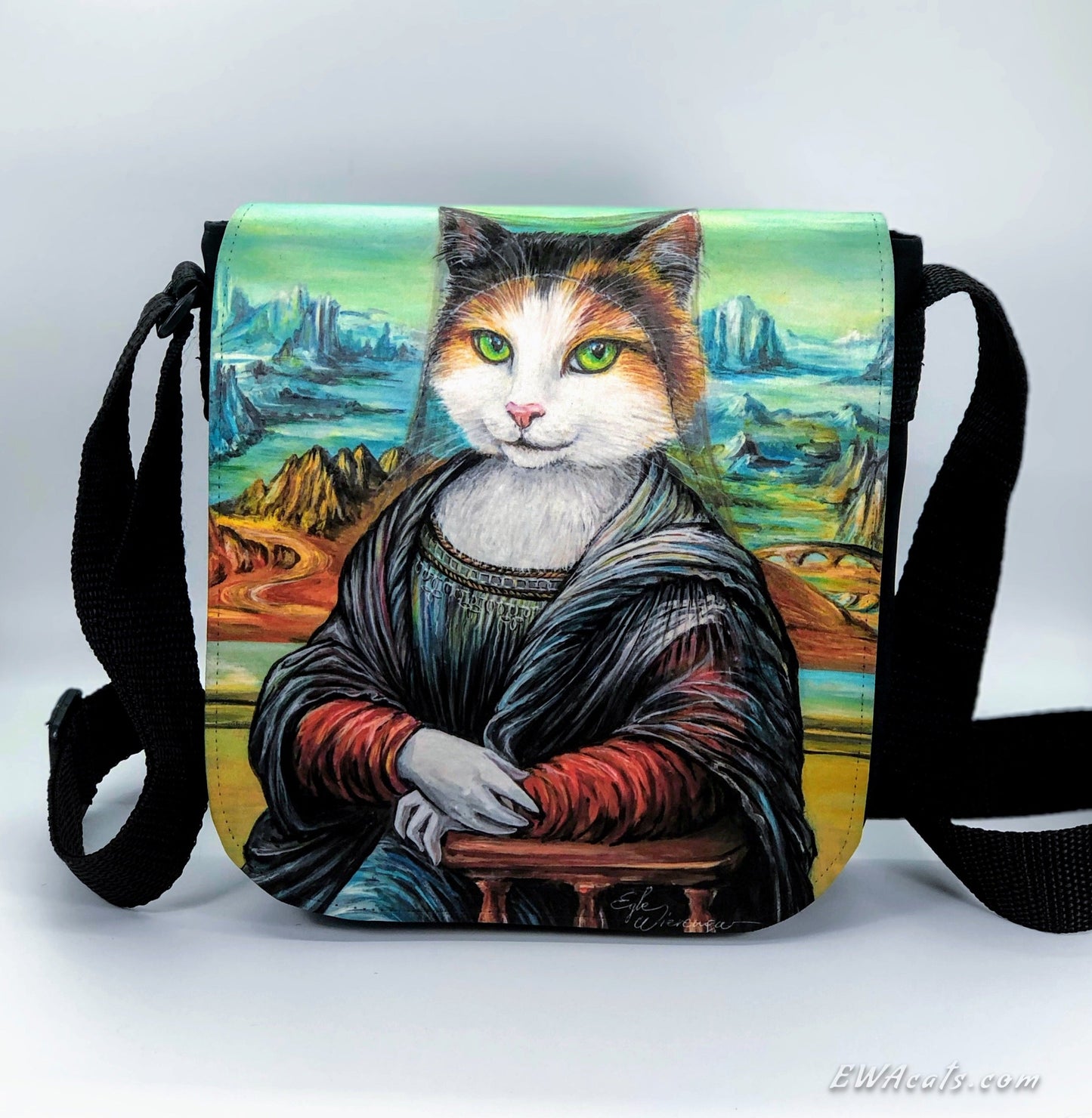 Shoulder Bag "Meowna Lisa" with a Removable Flap