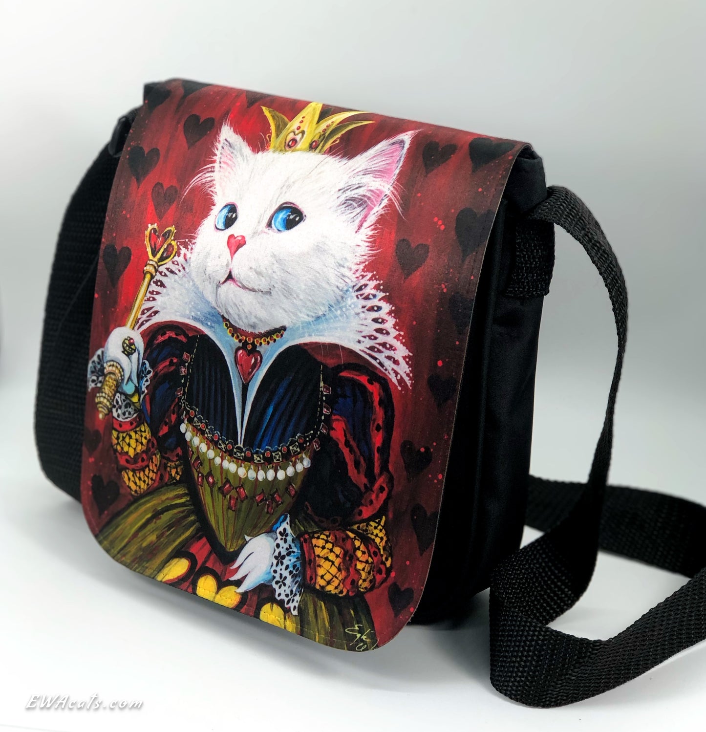 Shoulder Bag "Queen of Cats" with a Removable Flap