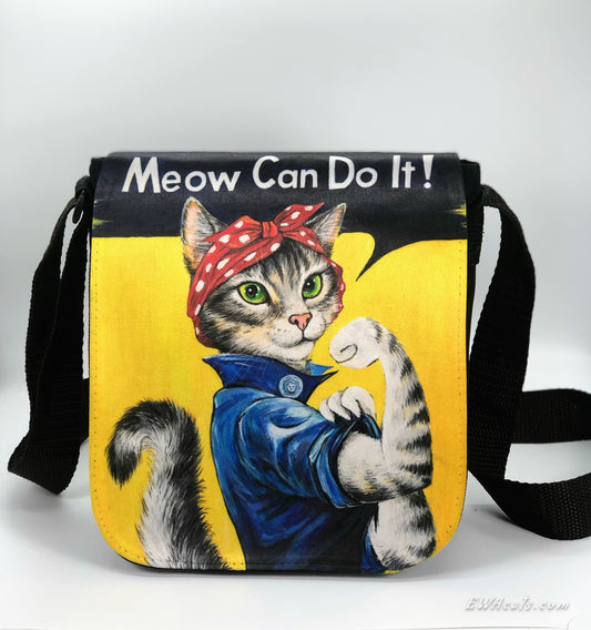 Shoulder Bag "Meow Can Do It!" with a Removable Flap