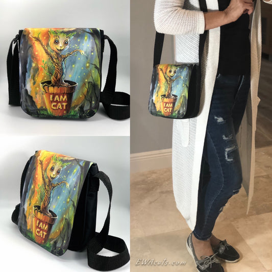Shoulder Bag "I AM CAT" with a Removable Flap