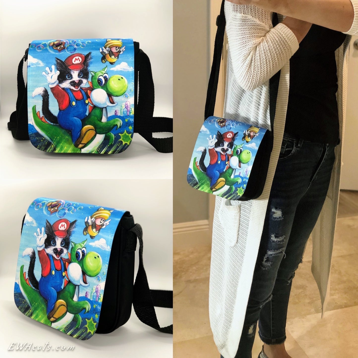 Shoulder Bag "Mario Kitty" with a Removable Flap
