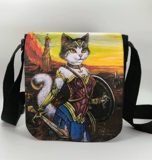 Shoulder Bag "Meowzonian Purrincess" with a Removable Flap