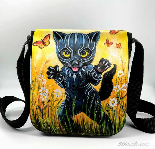 Shoulder Bag "Kitty Panther" with a Removable Flap