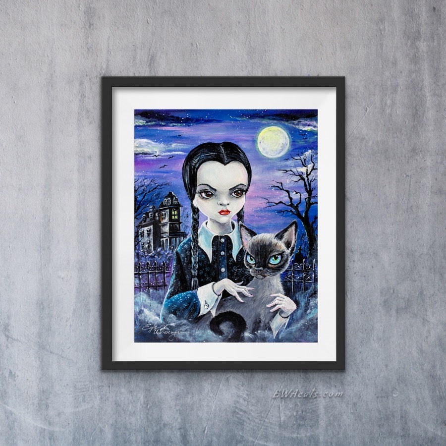 Art Print "Wednesday & Her Cat Thursday"