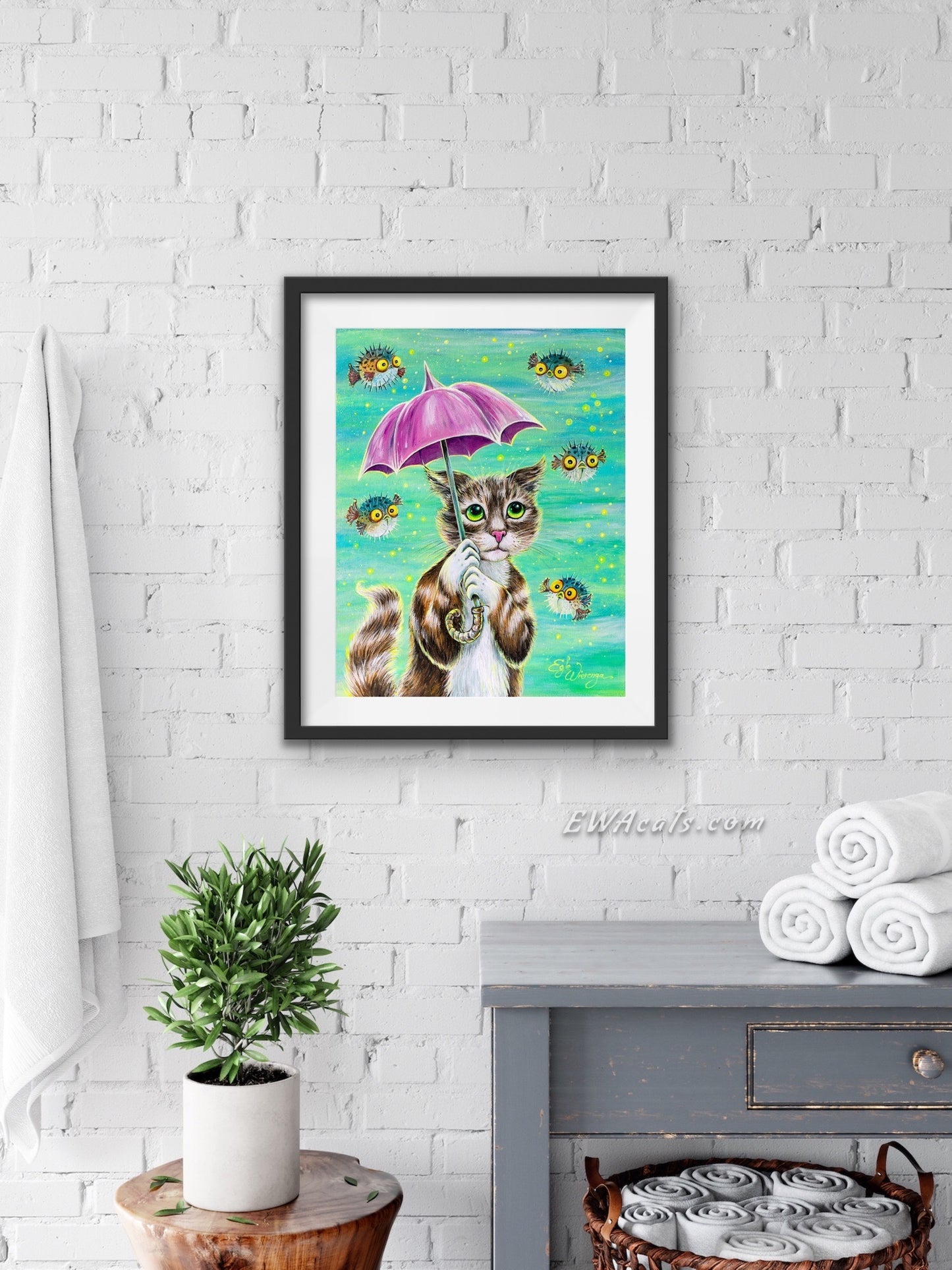 Art Print "Umbrella Cat"