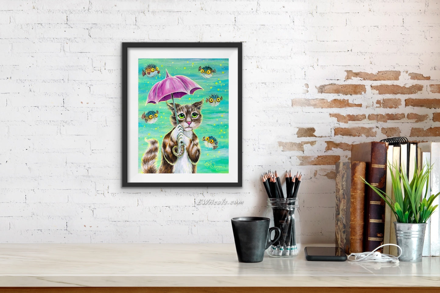 Art Print "Umbrella Cat"