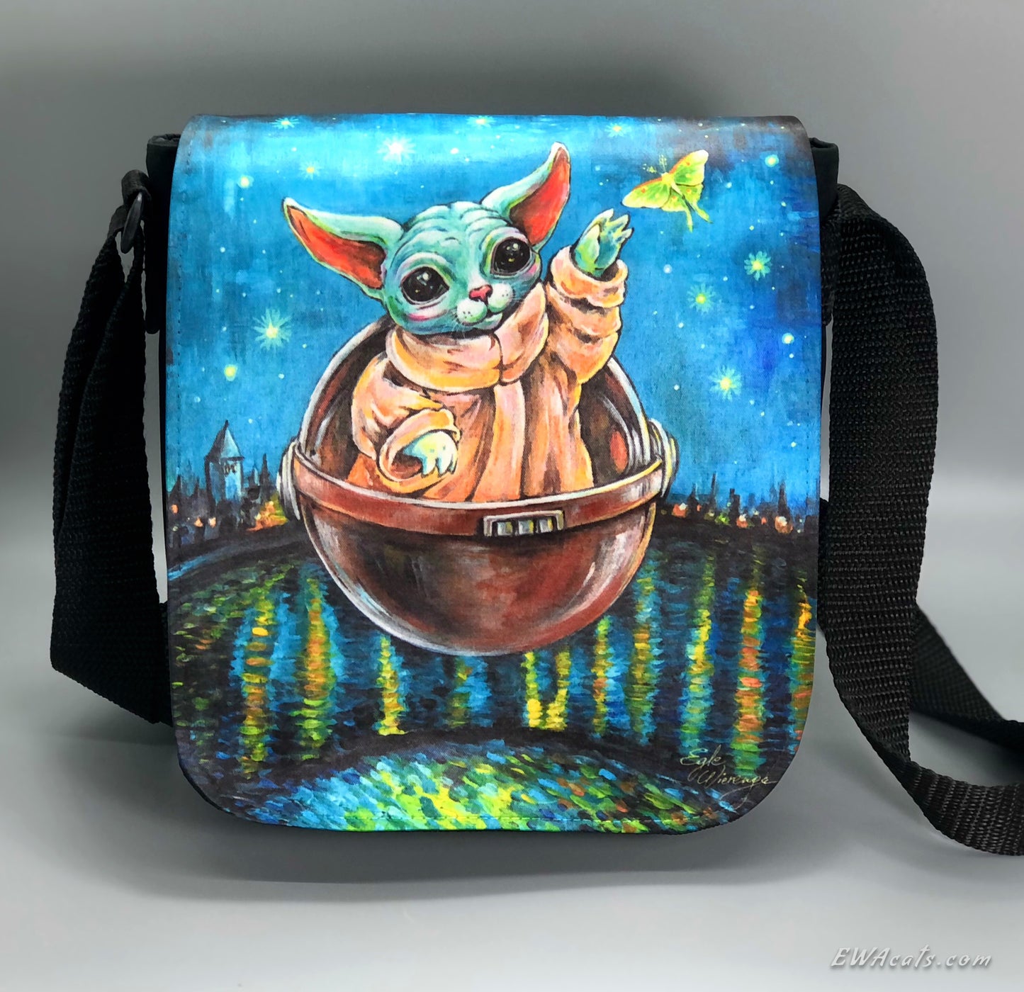 Shoulder Bag "Kitty Yoda" with a Removable Flap
