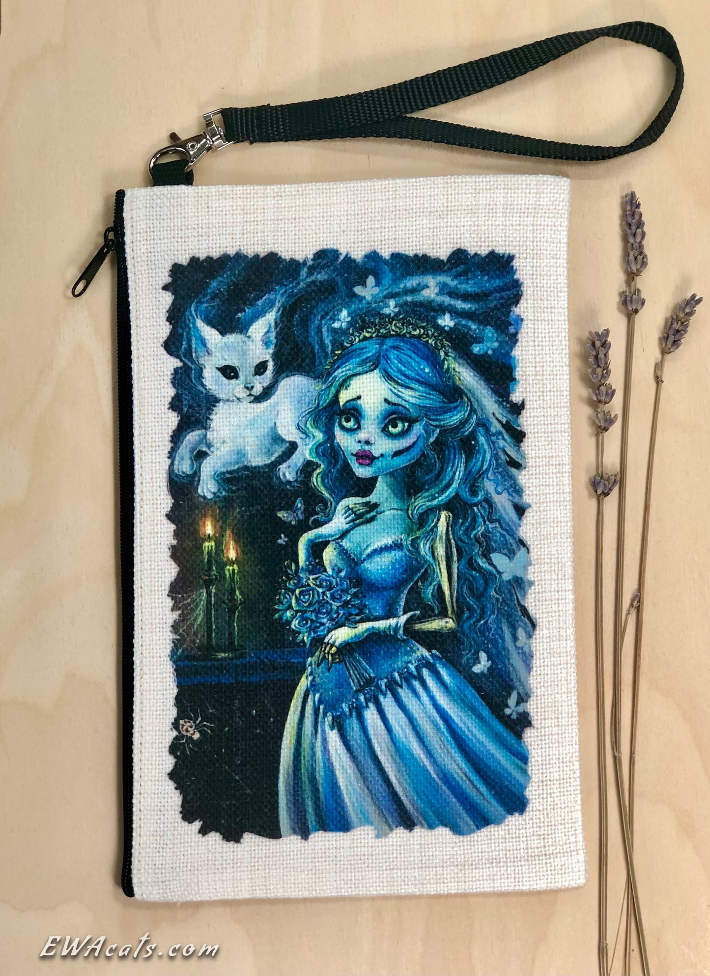 Linen Wallet "Emily & Her Ghost Kitty"