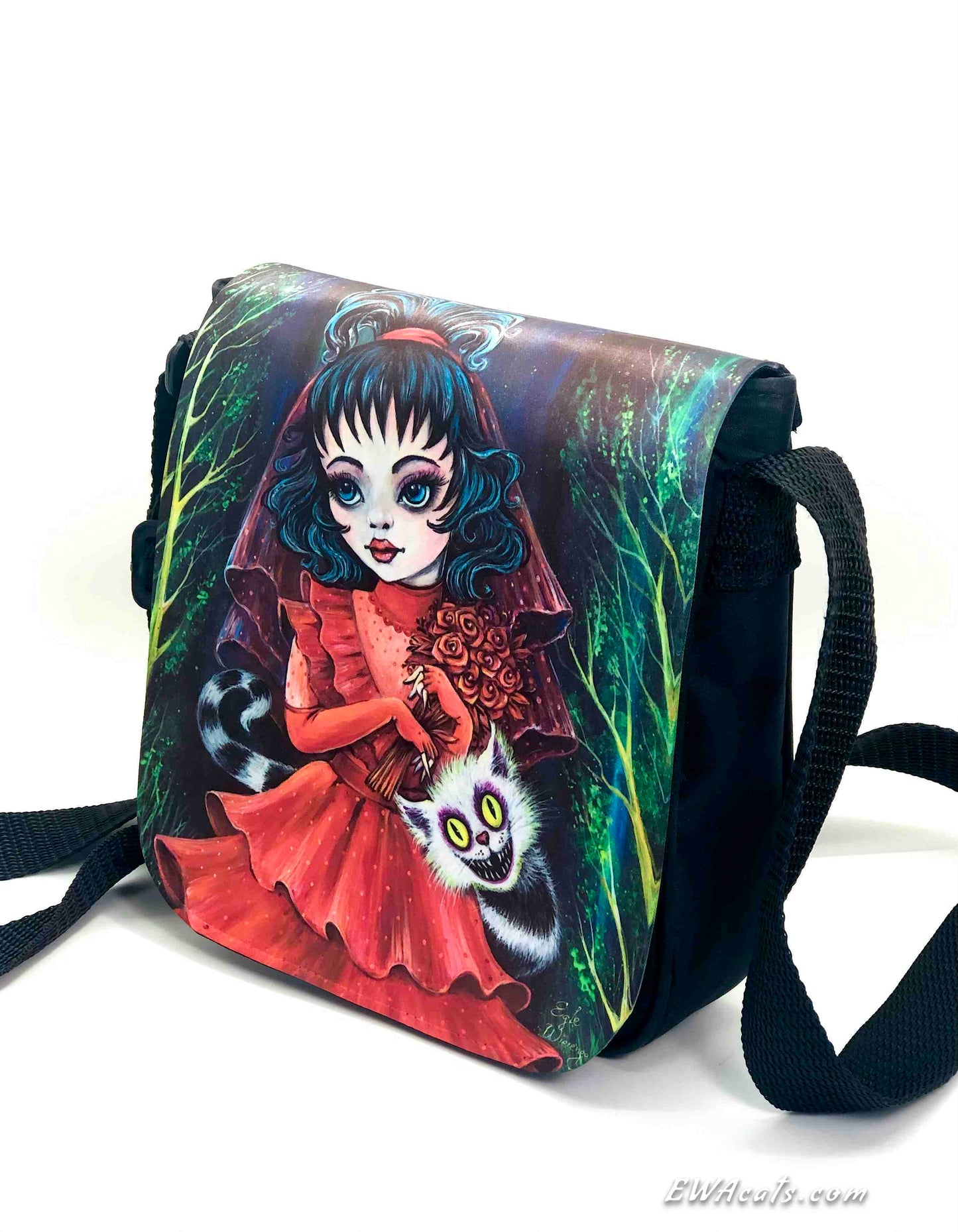 Shoulder Bag "Lydia and Her Beetle Kitty" with a Removable Flap