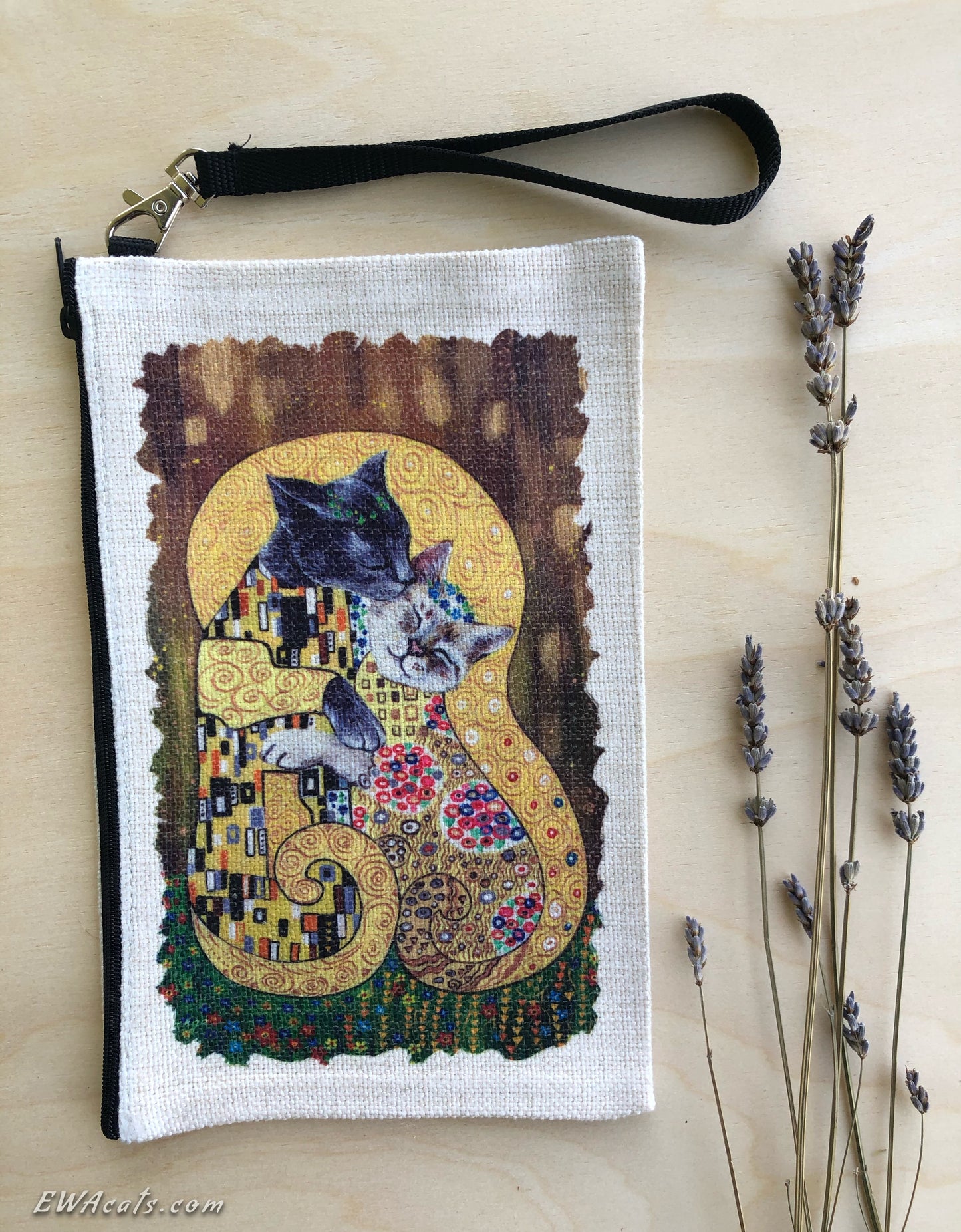 Linen Wallet "The Kitty Kiss"