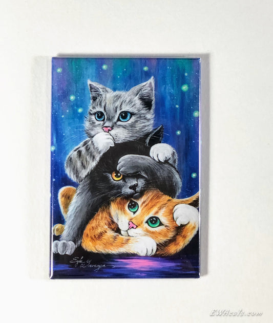 MAGNET 2"x 3" Rectangle "Three Wise Kitties"