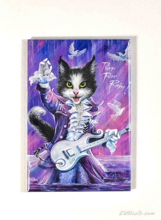 MAGNET 2"x 3" Rectangle "Purr Purr Rain"