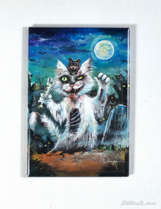 MAGNET 2"x 3" Rectangle "Zombie Cat"