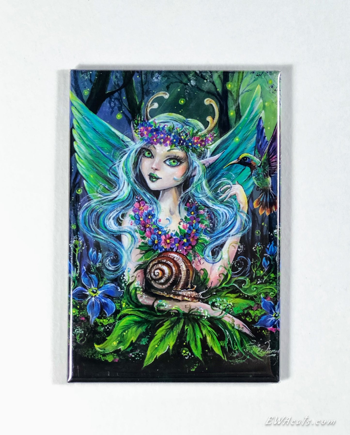 MAGNET 2"x 3" Rectangle "Hummingbird Fairy"