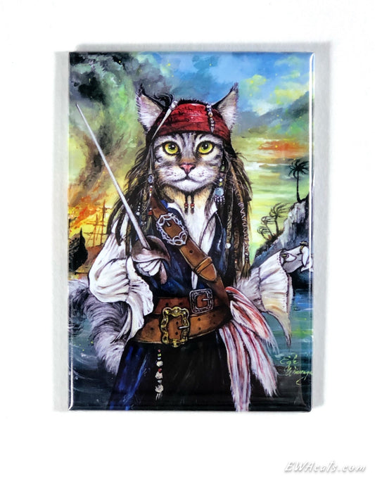 MAGNET 2"x 3" Rectangle "Cat Sparrow"