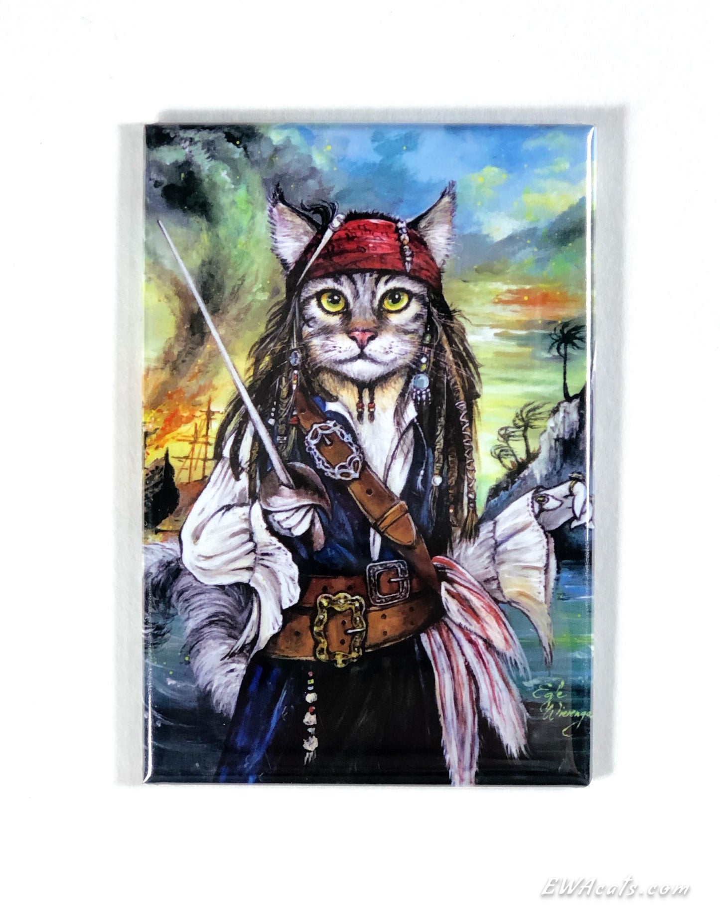 MAGNET 2"x 3" Rectangle "Cat Sparrow"
