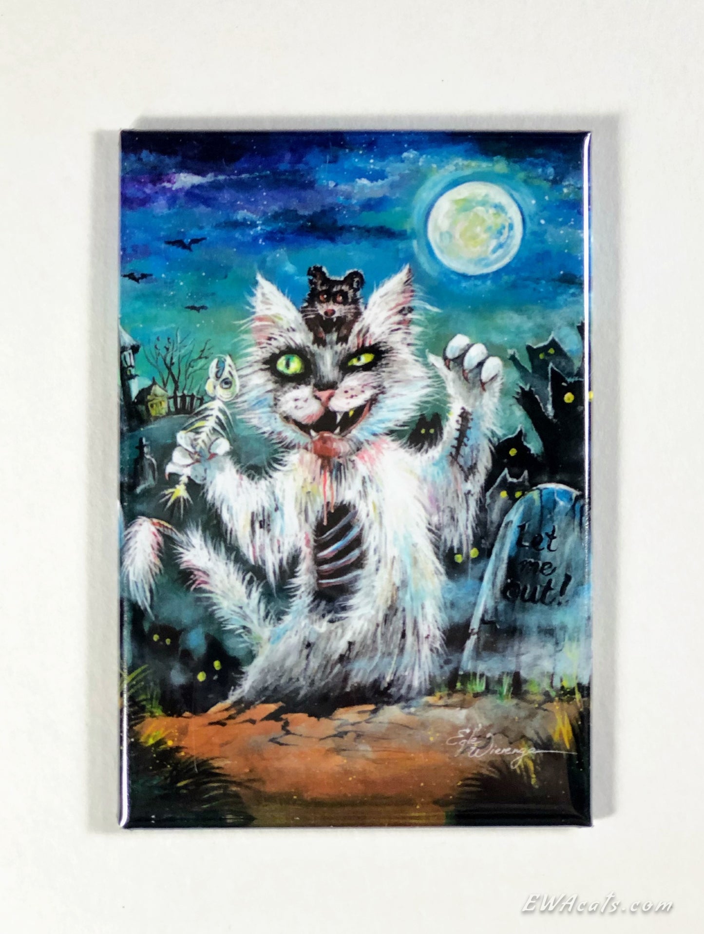 MAGNET 2"x 3" Rectangle "Zombie Cat"