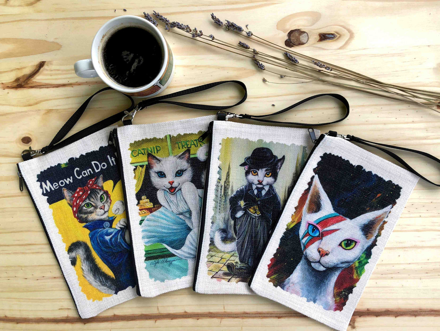 Linen Wallet "Kitty Chaplin"