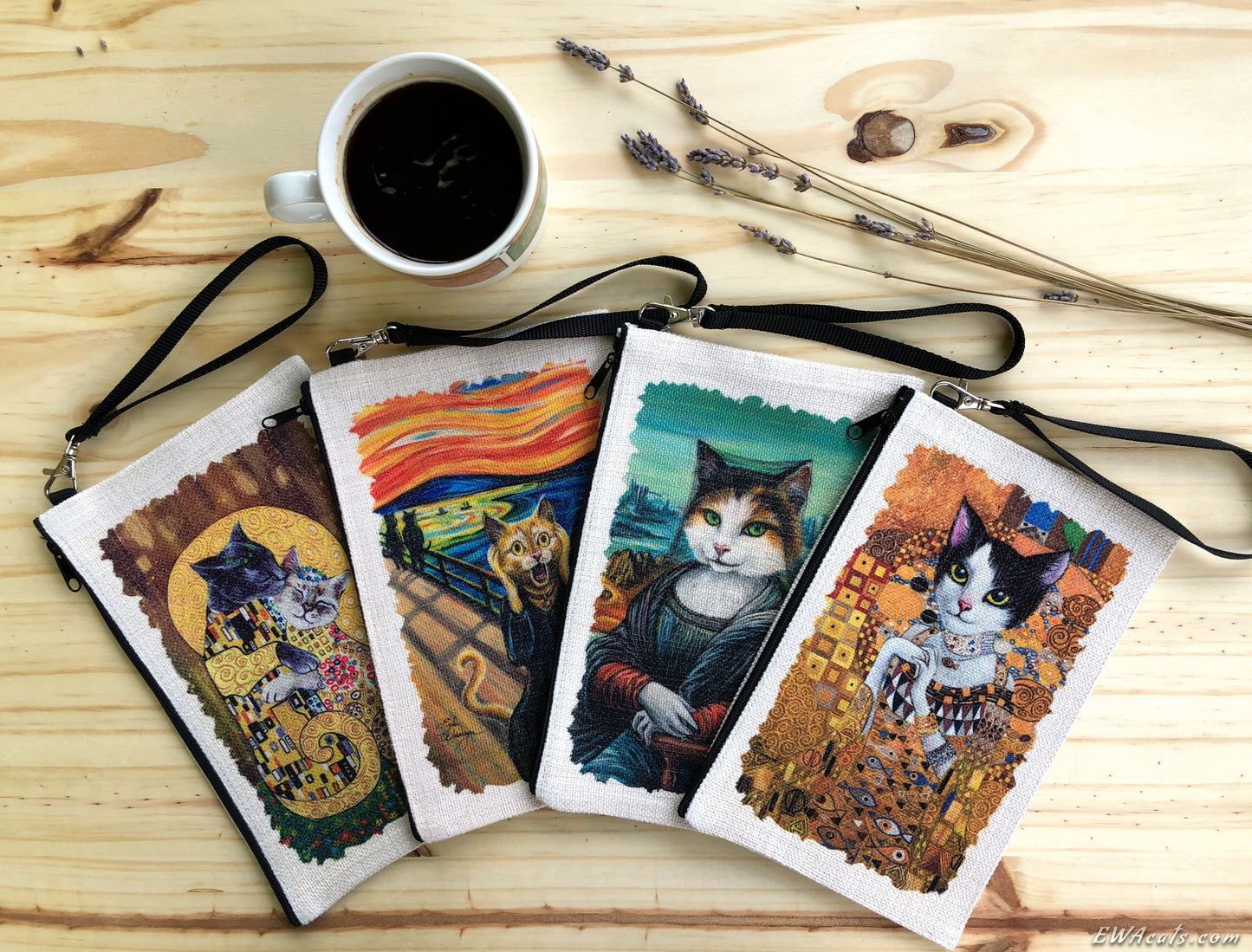 Linen Wallet "Cat in Gold"