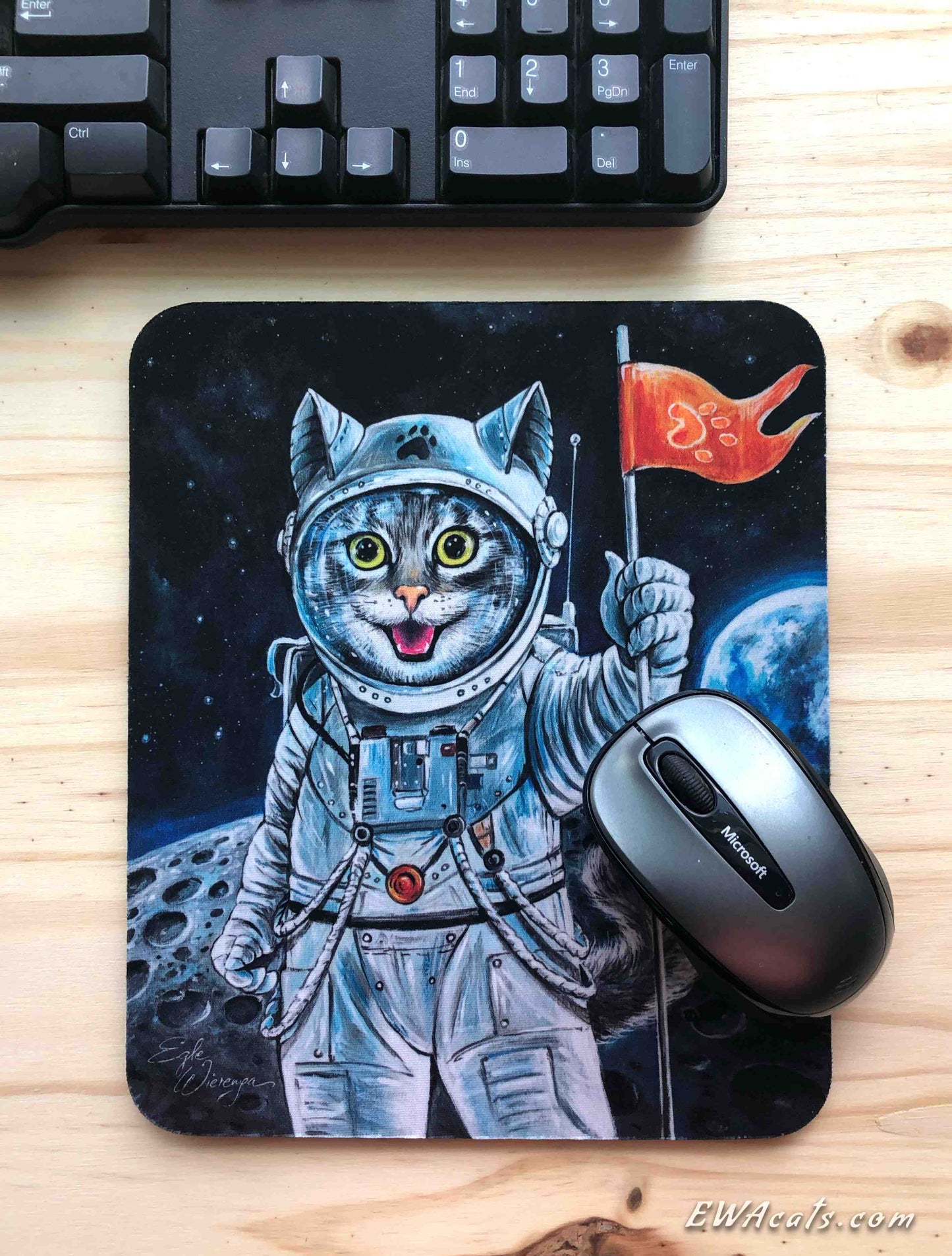 Mouse Pad "First Cat on the Moon"