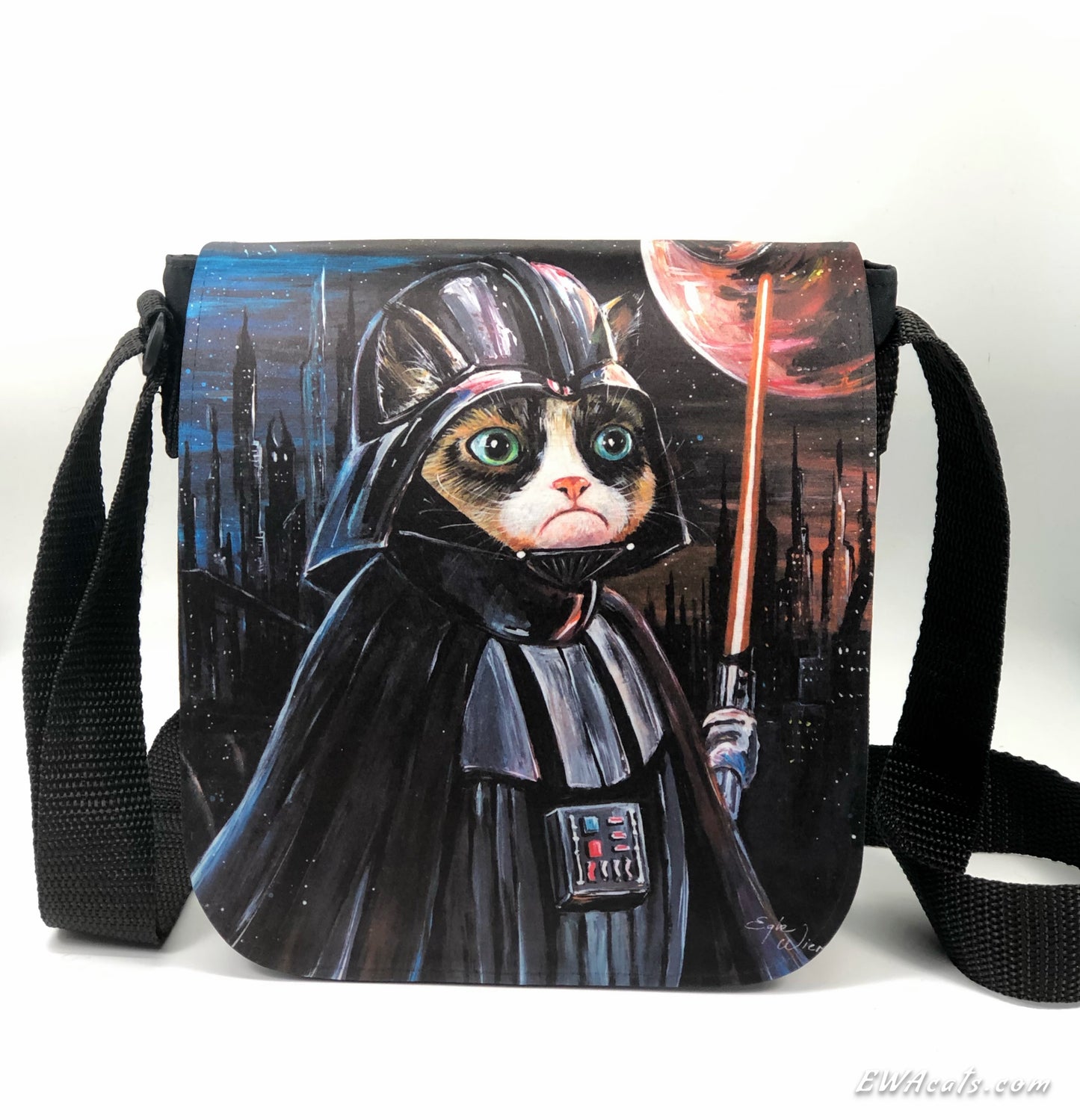 Shoulder Bag "Grumpy Vader" with a Removable Flap