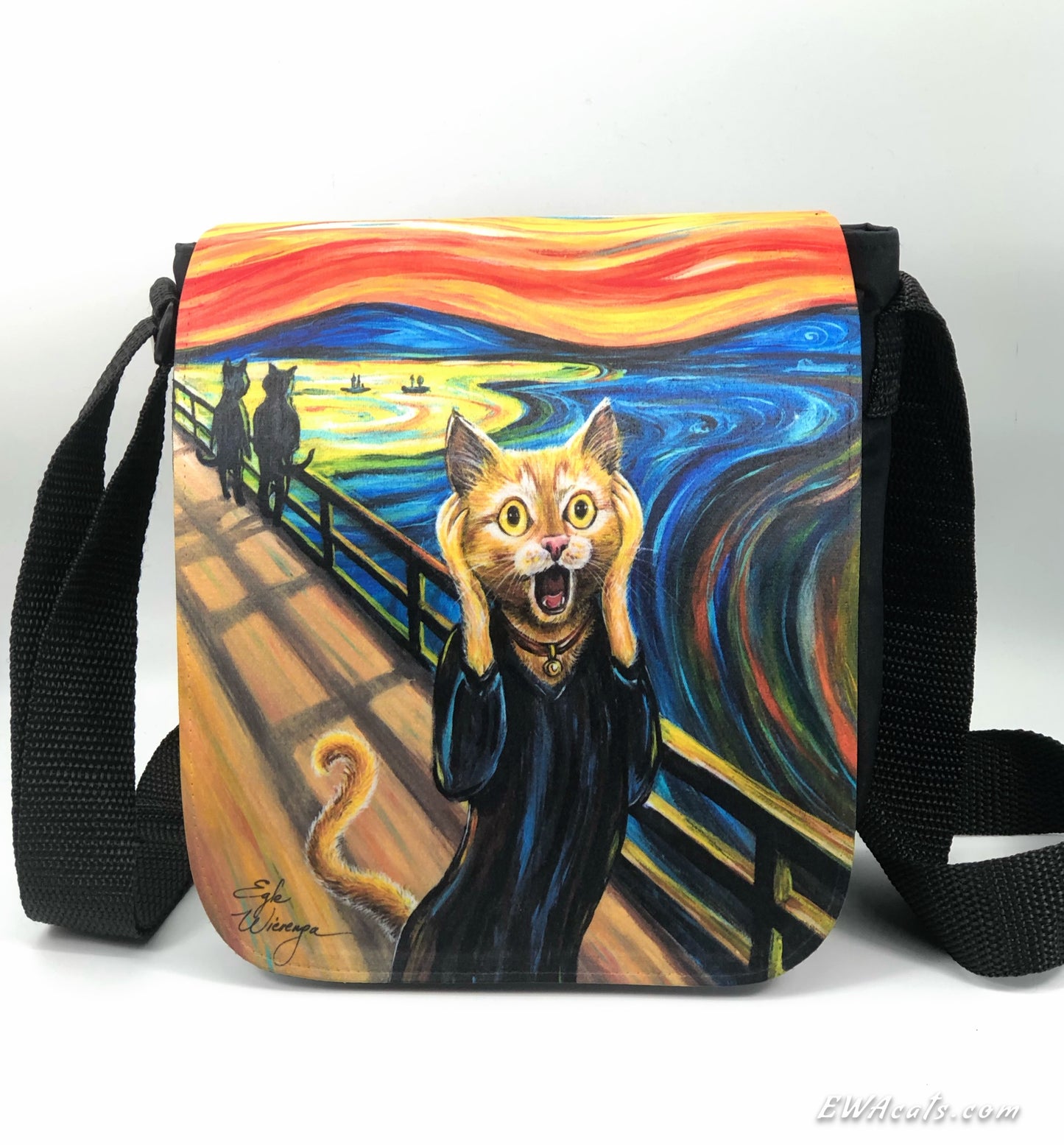 Shoulder Bag "The Cat Scream" with a Removable Flap