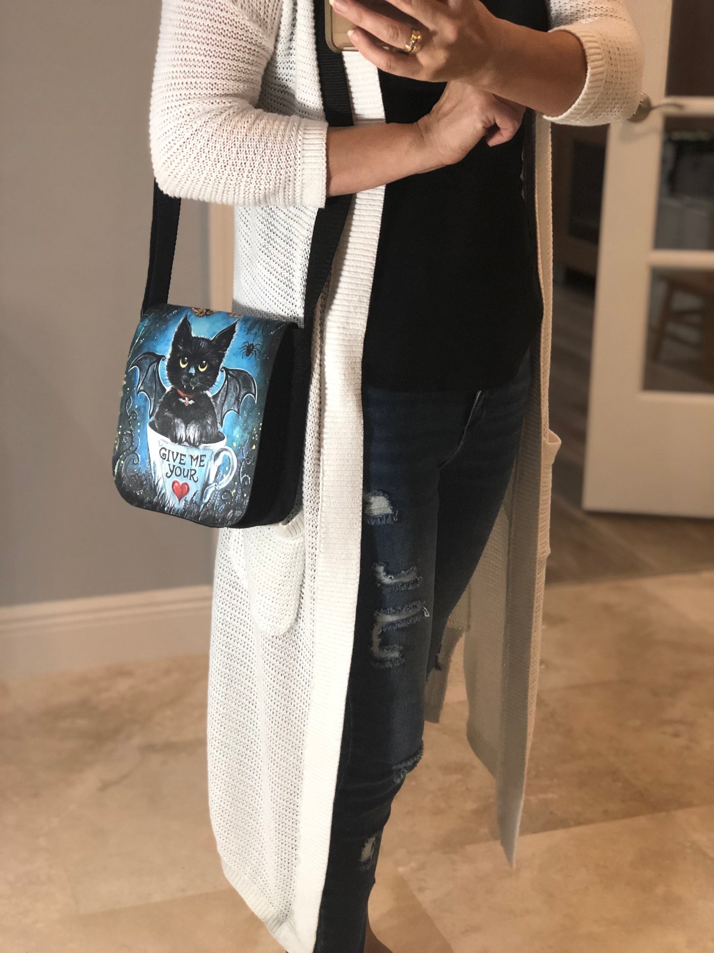 Shoulder Bag "Give Me Your Heart" with a Removable Flap