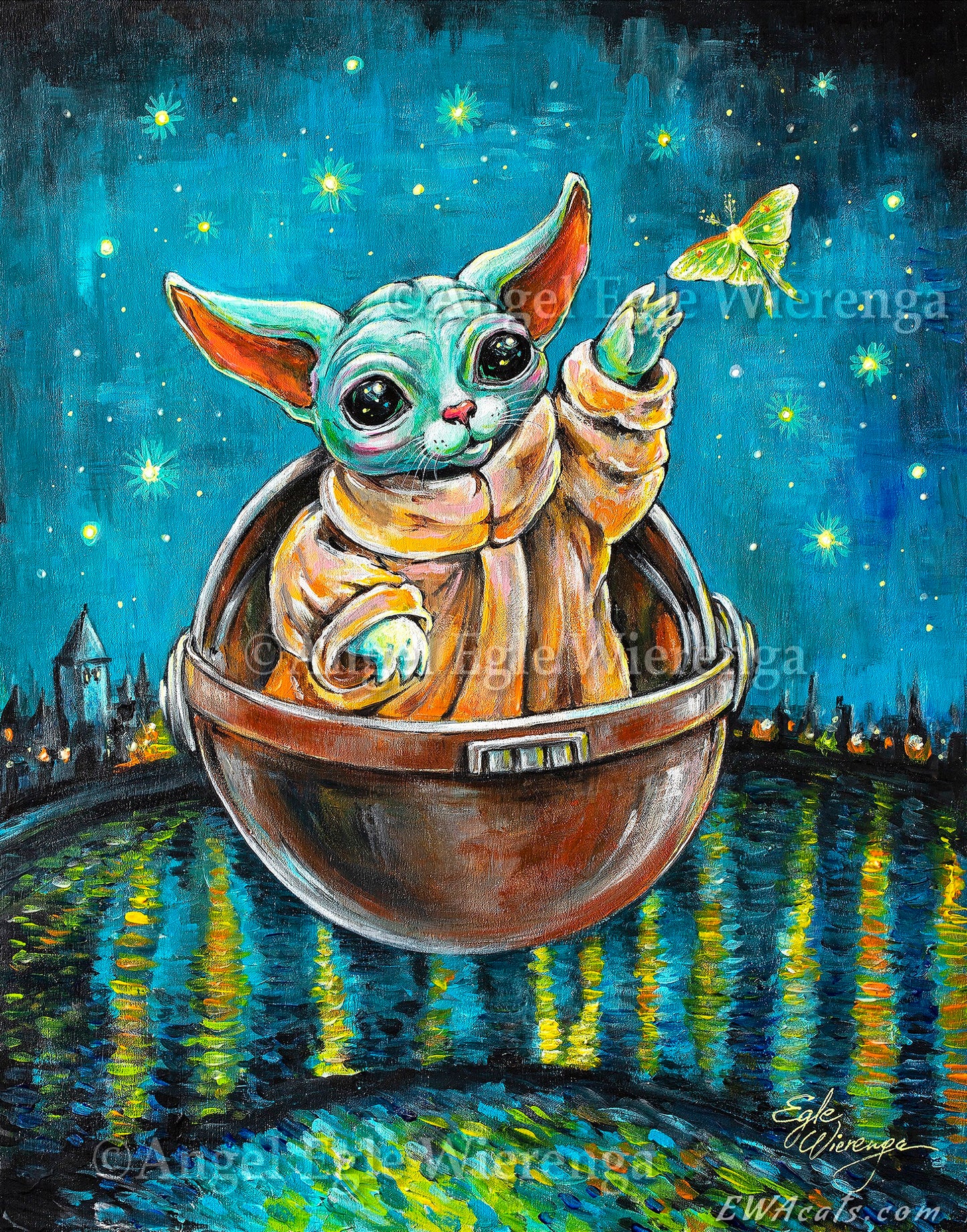 Art Print "Kitty Yoda Over the Rhone"