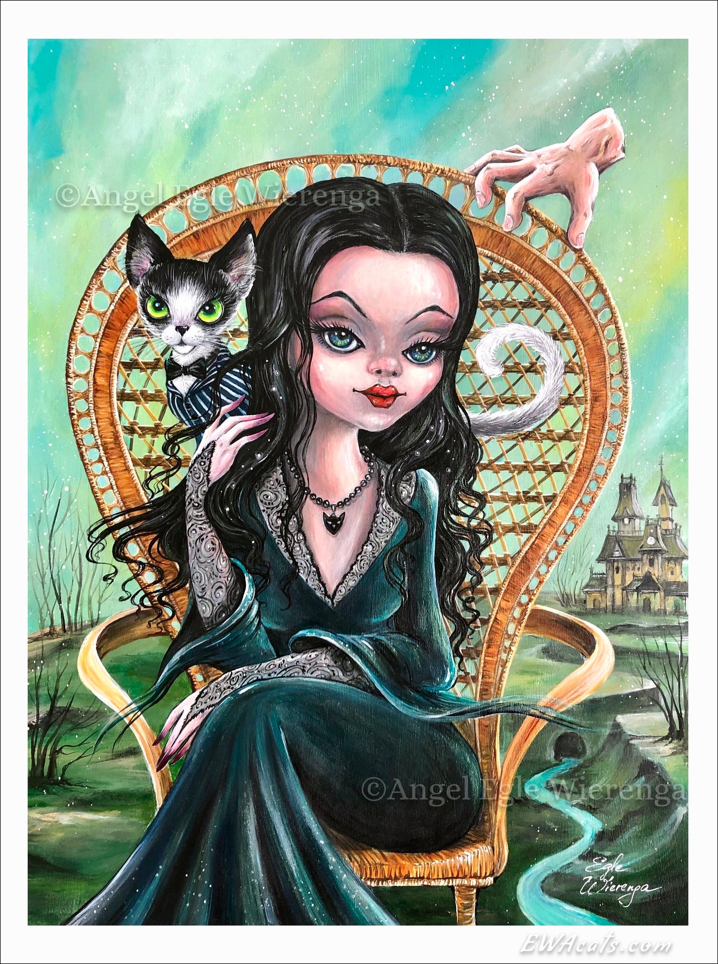 Art Print "Morticia and Her Cat Gomez"