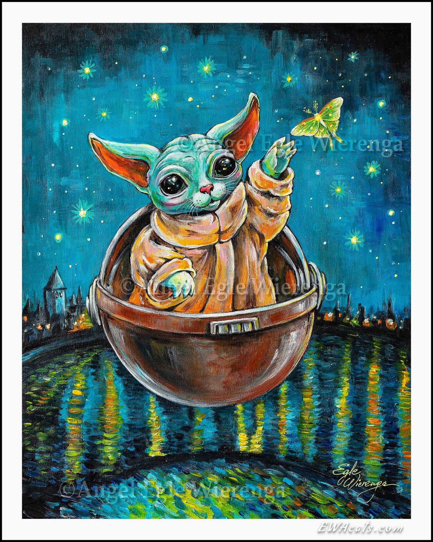 Art Print "Kitty Yoda Over the Rhone"