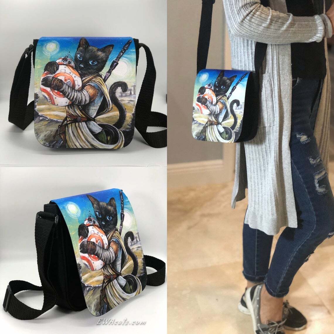Shoulder Bag "Ray Cat" with a Removable Flap