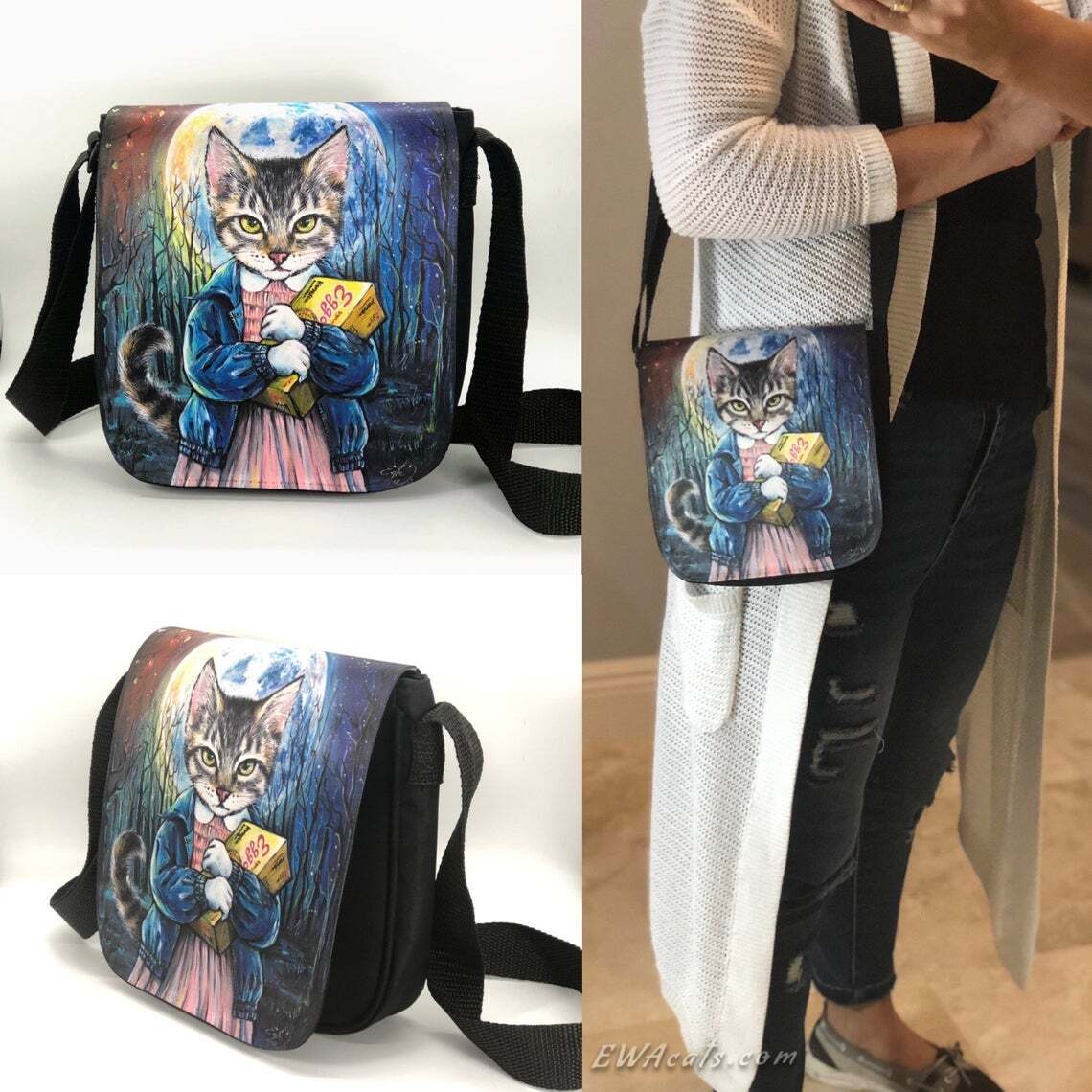 Shoulder Bag "Kittieleven" with a Removable Flap