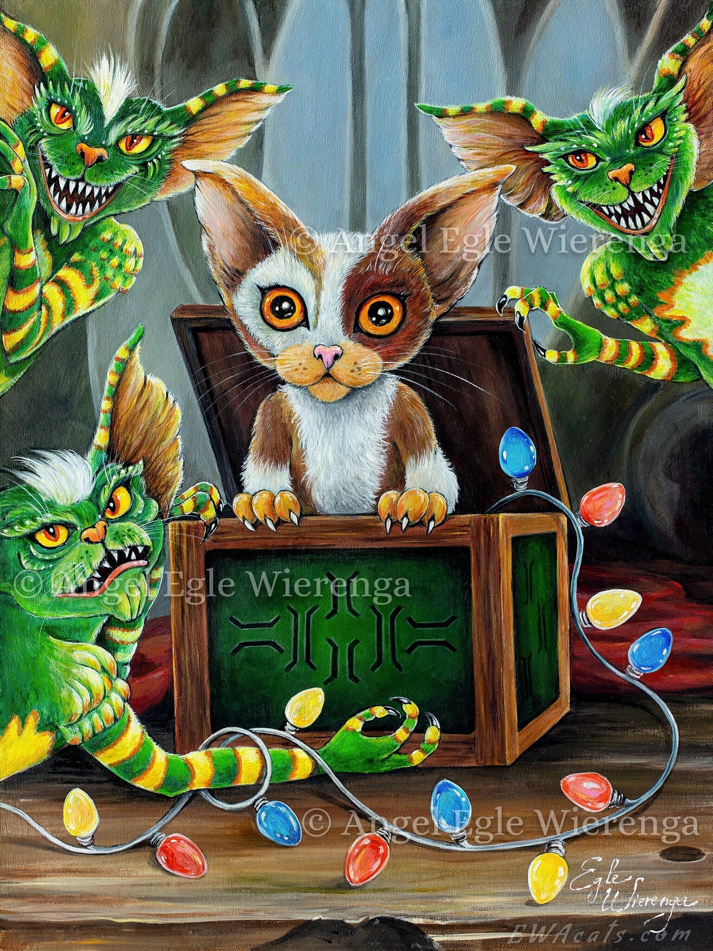 12"x 16" SUPREME MASTER CANVAS "Purring Furry Gremlins" Embellished, Limited to 5 only!