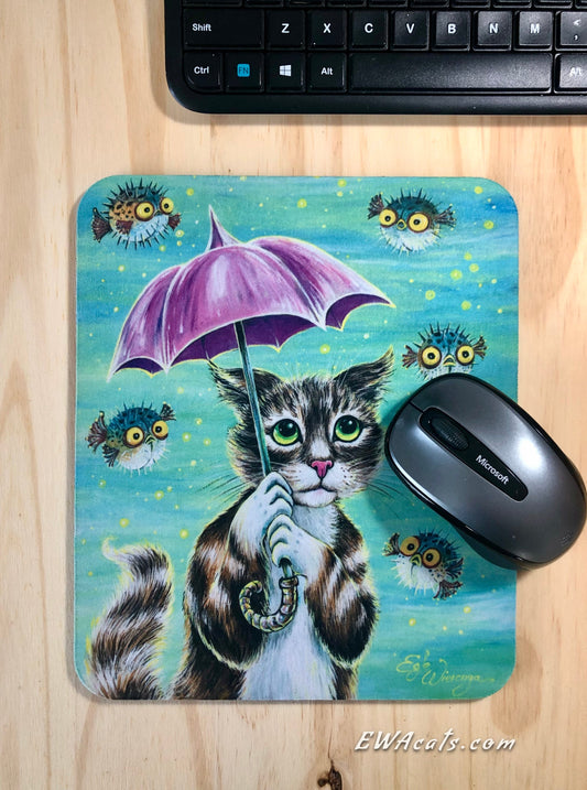 Mouse Pad "Umbrella Cat"